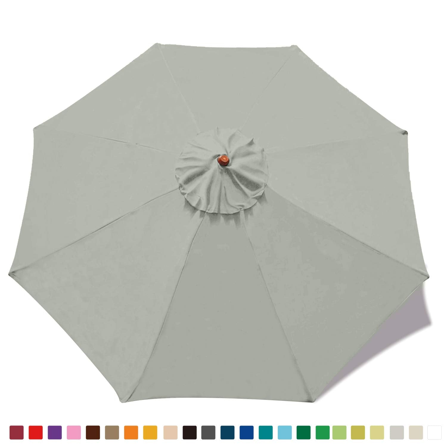 MASTERCANOPY Patio Umbrella 9 ft Replacement Canopy for 8 Ribs-Grey