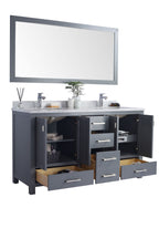 Laviva Wilson 60 - Grey Cabinet Black Wood Marble Countertop