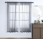 Pi Sheer Curtains 4 Panels 63 Inches Long,Light Window Treatment Airy Voile With Rod Pocket For Kitchen/Bedroom/Living Room/Small Window(W42Xl63,Dark Grey)