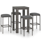 vidaXL Patio Bar Set 5 Piece, Bistro Set for Outdoor Porch Yard, Bar Stool with Cushions, Bistro Table, Farmhouse Modern Style, Poly Rattan Gray