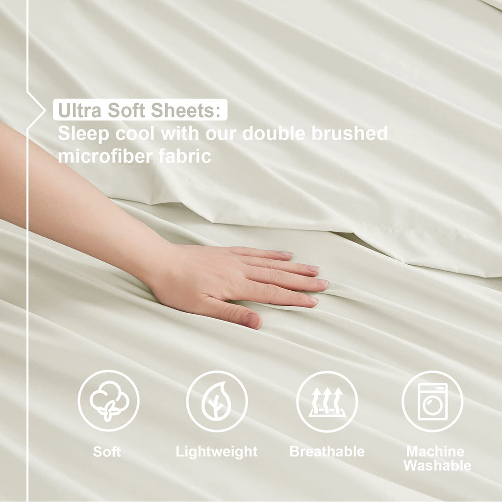Nestl Cal King Size Sheets Set - 4 Piece California King Sheets, Deep Pocket, Hotel Luxury, Extra Soft, Breathable And Cooling, Off White Cal King Bed Sheets