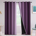 Yakamok Purple 100% Blackout Curtains for Bedroom,Ombre Room Darkening Curtains for Living Room Grommet Window Curtains 90 inche