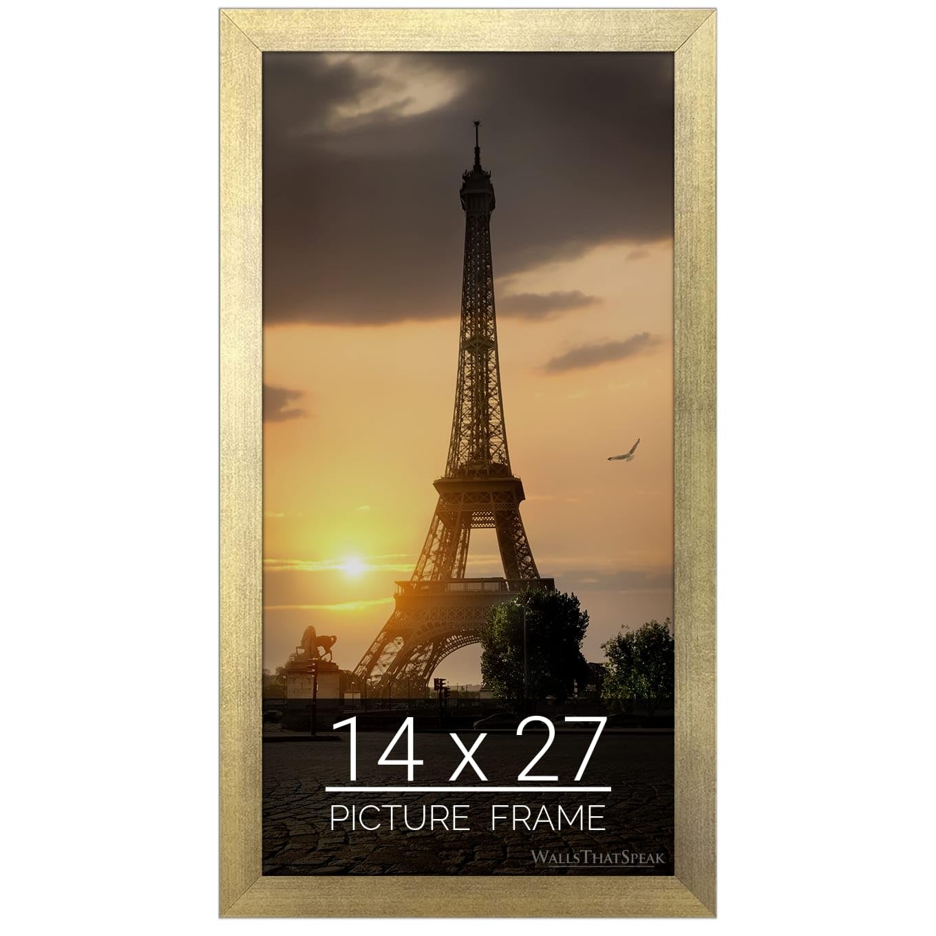 wallsthatspeak 14x27 Gold Picture Frame for Puzzles Posters Photos or Artwork