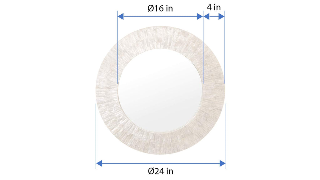Kouboo 1040142, Pearlescent White Round Capiz Seashell Sunray Wall Mirror