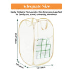 Durable Collapsible Laundry Baskets- Reinforced Mesh Pop Up Laundry Hamper With Side Pocket, Foldable Clothes Storage Hamper Wit