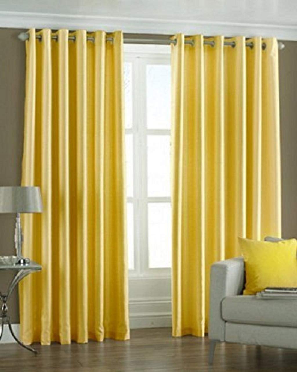 Coolstar Polyester Curtain Drape for Long Door 9Ft | Crush Solid Plain Panels for Home Office Decor | Eyelet Curtains for Living