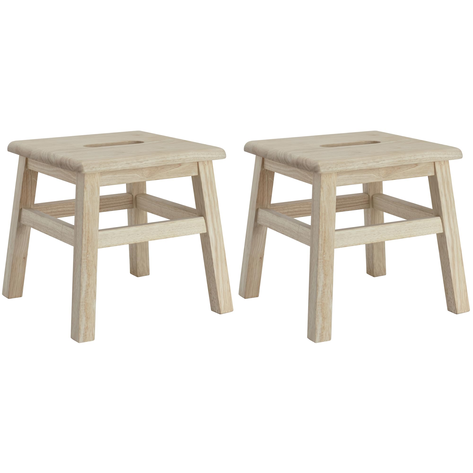 eHemco Solid Hardwood Step Stool, 12.25 Inches, Unfinished, Set of 2