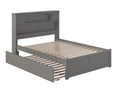 AFI Newport Full Size Platform Bed with Footboard & Full Trundle in Grey