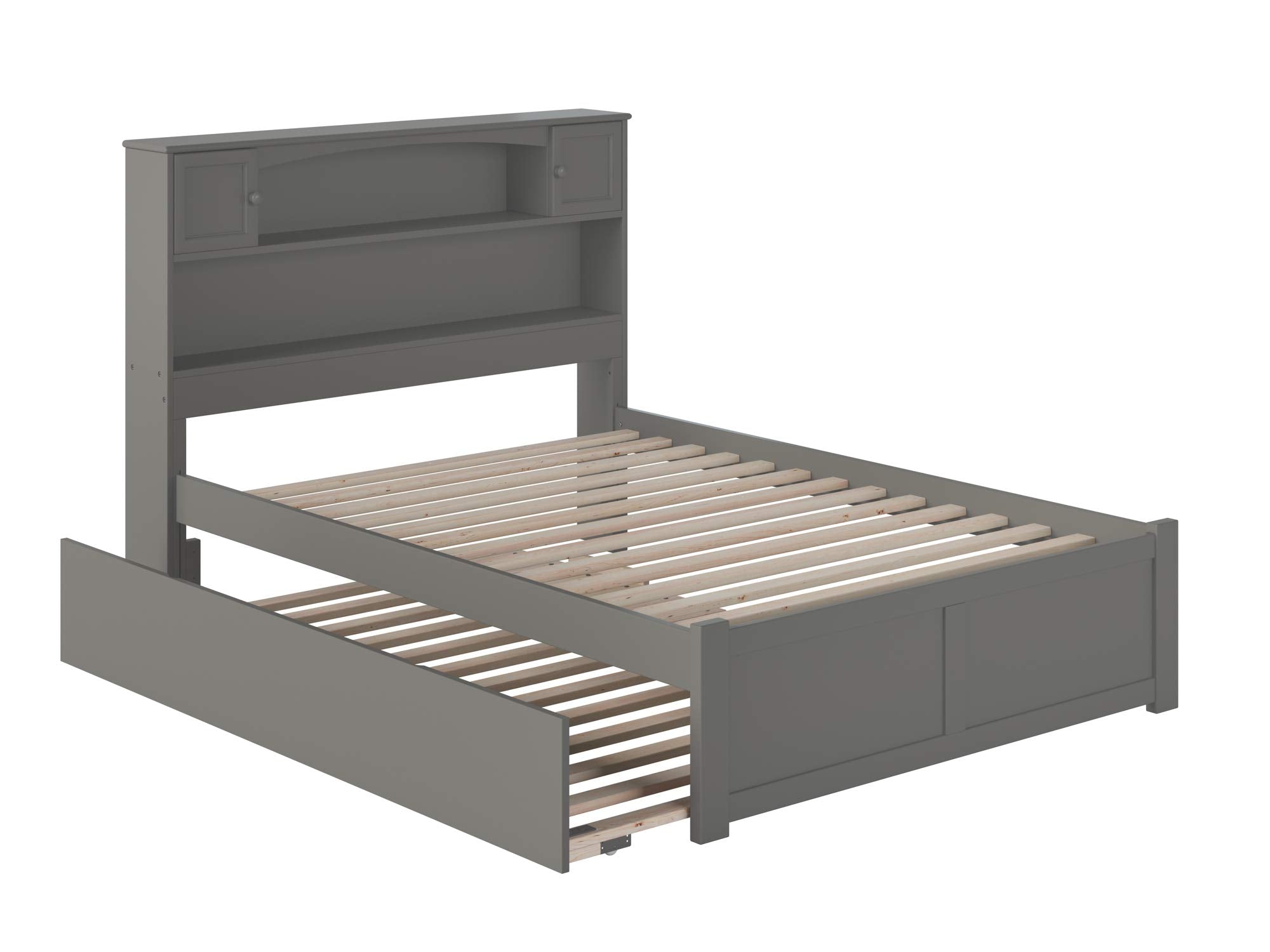 AFI Newport Full Size Platform Bed with Footboard & Full Trundle in Grey