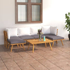vidaXL 7-Piece Patio Lounge Set with Cushions – Solid Acacia Wood Outdoor Furniture – Rustic Charm Design – Weather-Resistant – Dark Gray and White Cushions