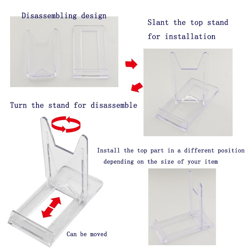 Artliving Two Part Adjustable Clear Acrylic Plastic Display Stand Easel (Set Of 6)