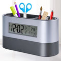 Pen Holder, Innovative Alarm ClockPen Organizer for Desk , LCD Electronic Clock, Perpetual Calendar Clock, Multifunctional Digit