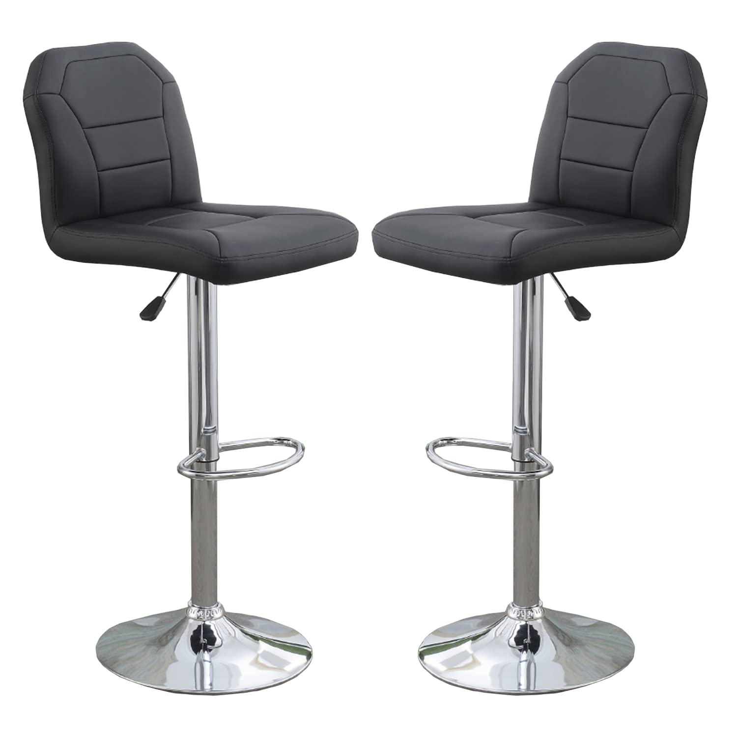 Poundex Set of 2 Upholstered Adjustable Barstool in Black