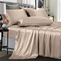 TREELY 6 Piece Satin Sheets Full Size Silky Smooth Taupe Satin Sheet Set with Deep Pocket, Satin Fitted Sheet, Flat Sheet, 4 Sat