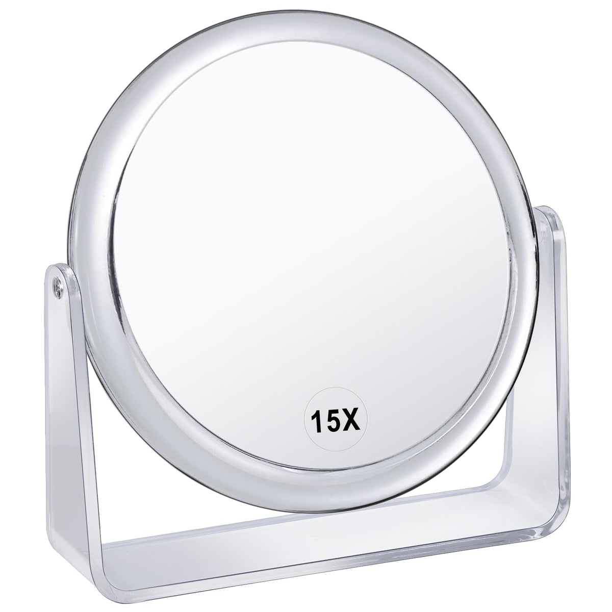 Mkumir 15X Magnifying Makeup Mirror For Desk Double Sided 1X/15X Desk Mirror,Portable Table Small Standing Magnifying Mirror For