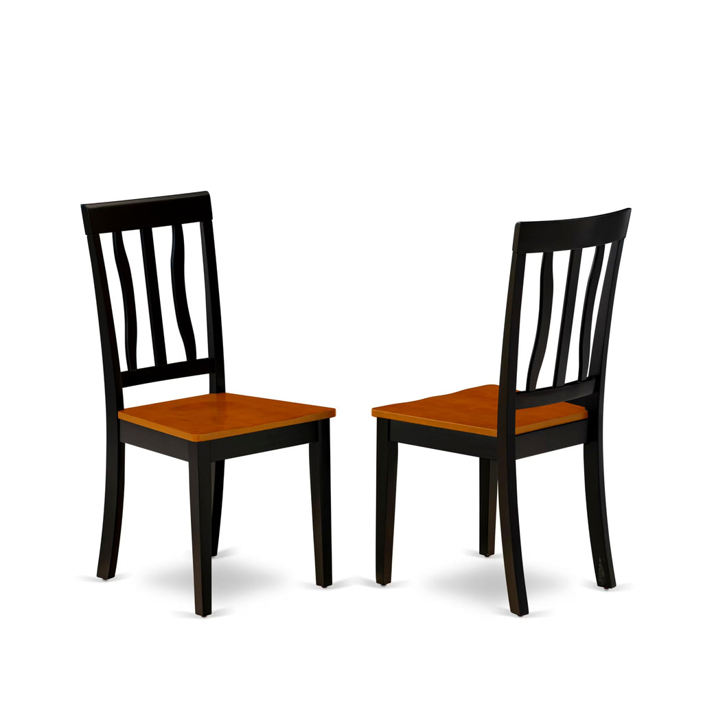 East West Furniture NIAN6-BCH-W 6 Piece Dining Table Set Contains a Rectangle Dining Room Table with Butterfly Leaf and 4 Wooden Seat Chairs with a Bench, 36x66 Inch, Black & Cherry