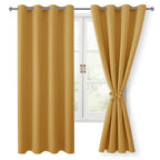 Hiasan Blackout Curtains For Bedroom, 52 X 63 Inches Length - Thermal Insulated & Light Blocking Window Curtains For Living Room, 2 Drape Panels Sewn With Tiebacks, Pumpkin Orange