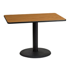 Flash Furniture 30'' x 42'' Rectangular Natural Laminate Table Top with 24'' Round Table Height Base