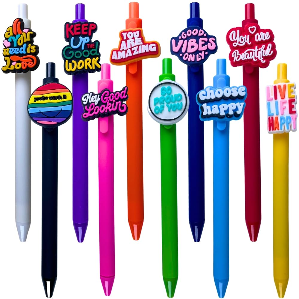 Yj Premiums Motivational Ballpoint Pens, 10-Pack With Inspirational Quotes Construction, Versatile And Practical, Durable And Lo