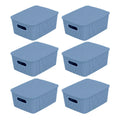 Glad Storage Baskets with Lids - Set of 6 Stackable Plastic Boxes with Handles - Decorative Shelf Organizer Bins for Bathroom an
