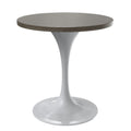 Verve 27 Round Dining Table, White Base with Dark Maple MDF Top