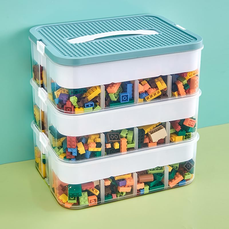 Toys Organizer Storage Case for Lego Box Kids Toy Stackable Building Blocks with Lids Bins Adjustable Lego Storage Containers Pl