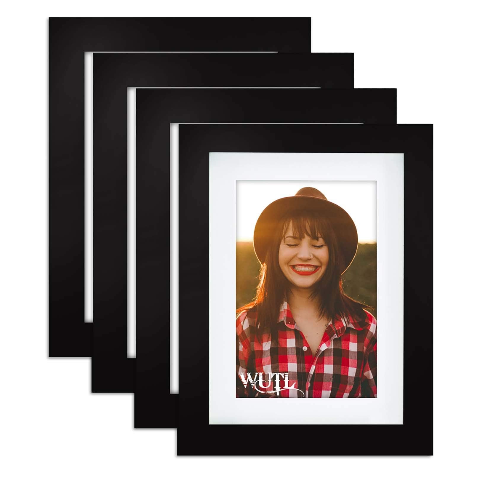 5x7 Black Picture Frames Natural Solid Wood Environmental Paint Photo Frame for Table or Wall Decorate, 4 Pack
