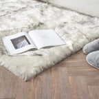 Orinova White And Grey Area Rugs 9X12 Living Room Large Washable Faux Fur Rugs For Bedroom Nursery Shaggy Sheepskin Fur Rectangl
