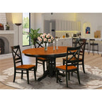 East West Furniture AVQU5-BCH-W 5 Piece Dinette Set for 4 Includes an Oval Dining Room Table with Butterfly Leaf and 4 Kitchen Dining Chairs, 42x60 Inch, Black & Cherry