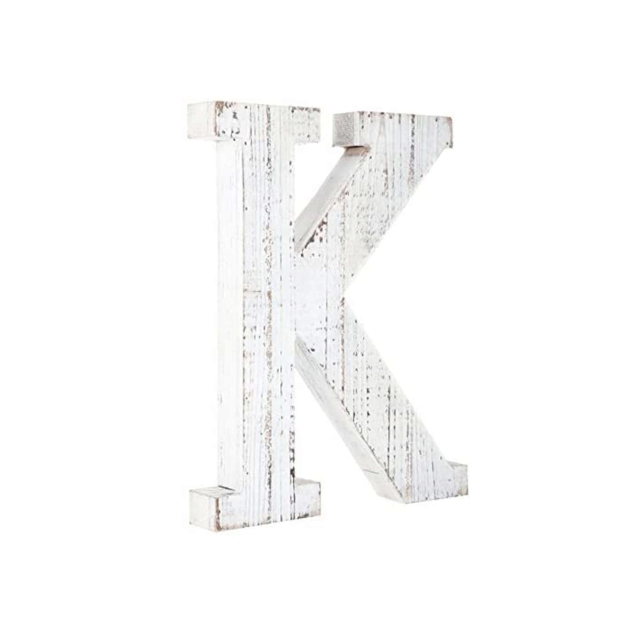 HomeRoots 16' Distressed White Wash Wooden Initial Letter K Sculpture