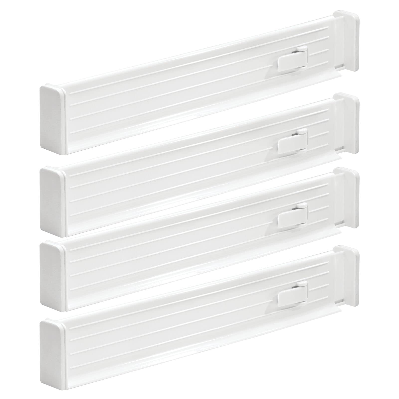 Mdesign Adjustable Deep Drawer Organizer Dividers For Dresser Storage  Pack Of 4, Short, White
