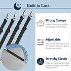 Bed Sheet Fasteners, 8 Pcs Adjustable Max Stretches To 26.8 In Holder Straps Non Slip Straps With Clips To Keep Sheets Firm & Tight, Universal & Black