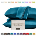 Elegant Comfort Silky And Luxurious 2-Piece Satin Pillowcase Set For Healthier Skin And Hair, Hidden Zipper Closure And Beautifully Packaged, Satin Pillowcase Set, Standard/Queen, Turquoise