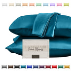 Elegant Comfort Silky And Luxurious 2-Piece Satin Pillowcase Set For Healthier Skin And Hair, Hidden Zipper Closure And Beautifully Packaged, Satin Pillowcase Set, Standard/Queen, Turquoise