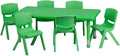 24W x 48L Rectangular Green Plastic Height Adjustable Activity Table Set with 6 Chairs