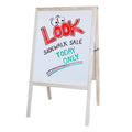 Crestline Marquee Easel, Great Sidewalk Sign - Natural Hardwood Easel (White Dry Erase and Black Chalkboard), 42 H x 24 W