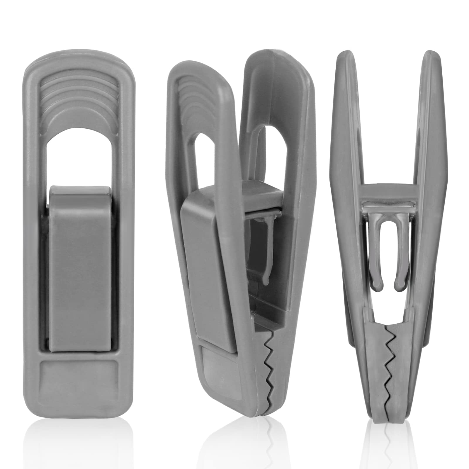 Tinfol 40pc Grey Plastic Hanger Clips - Strong Pinch Grip Clips for Use with Slim-line Clothes Velvet Hangers, Multi-Purpose Fin