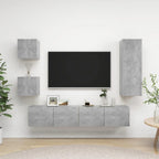 vidaXL TV Cabinet Set 5 Piece Living Room Bedroom Furniture HiFi Stereo Cabinet TV Stand Media Unit Entertainment Center Engineered Wood Concrete Gray