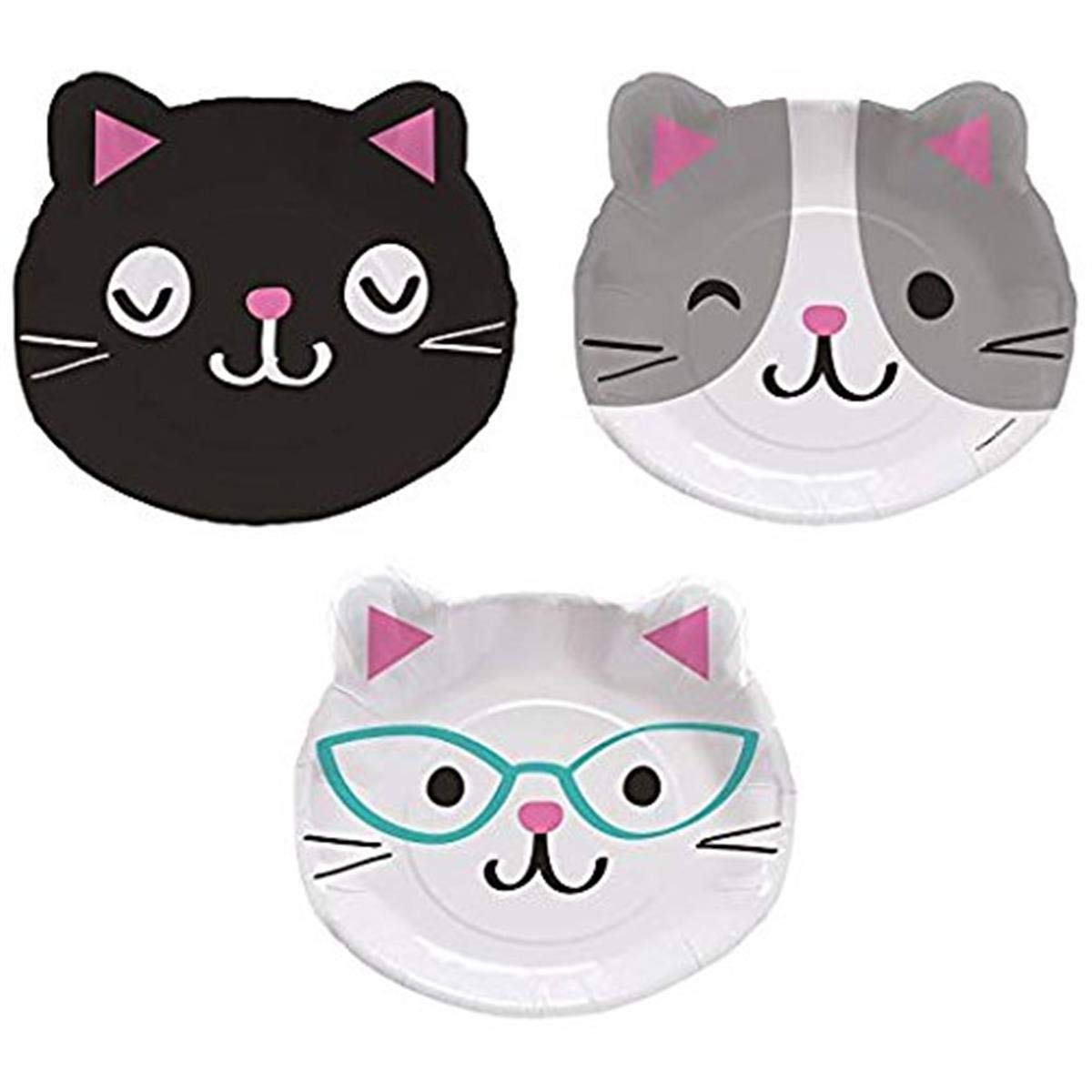 Creative Converting 328704 Cute Cats Shaped Paper Dinner Plates - 8 Pcs Multicolor, 8 x 9