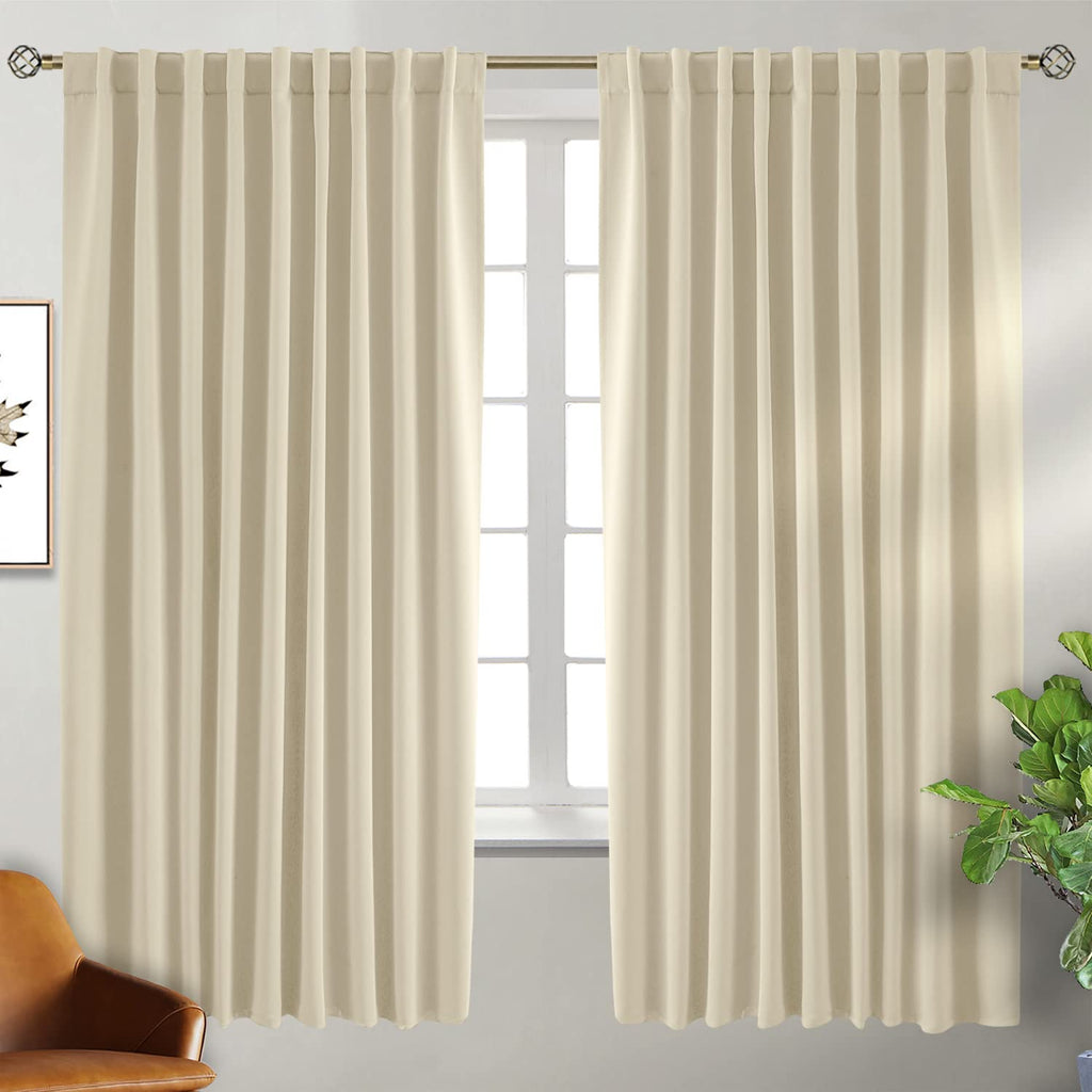 Bgment Rod Pocket And Back Tab Blackout Curtains For Bedroom - Thermal Insulated Room Darkening Curtains For Living Room, 2 Window Curtain Panels (70 X 63 Inch, Light Grey)