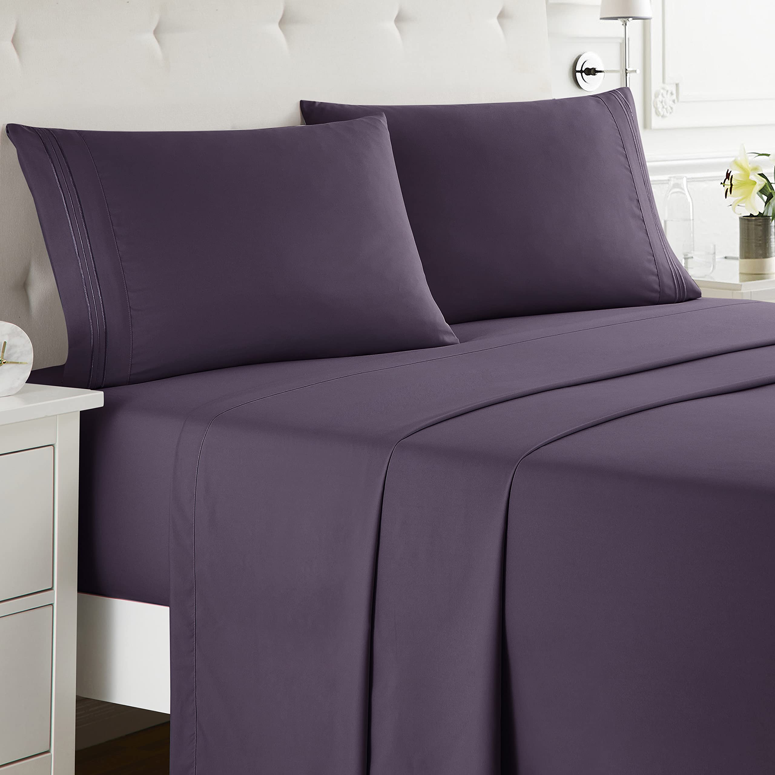 Nestl Split King Sheets Sets For Adjustable Bed - 5 Piece Split King Sheet Set, Double Brushed Split King Sheets, Hotel Luxury P