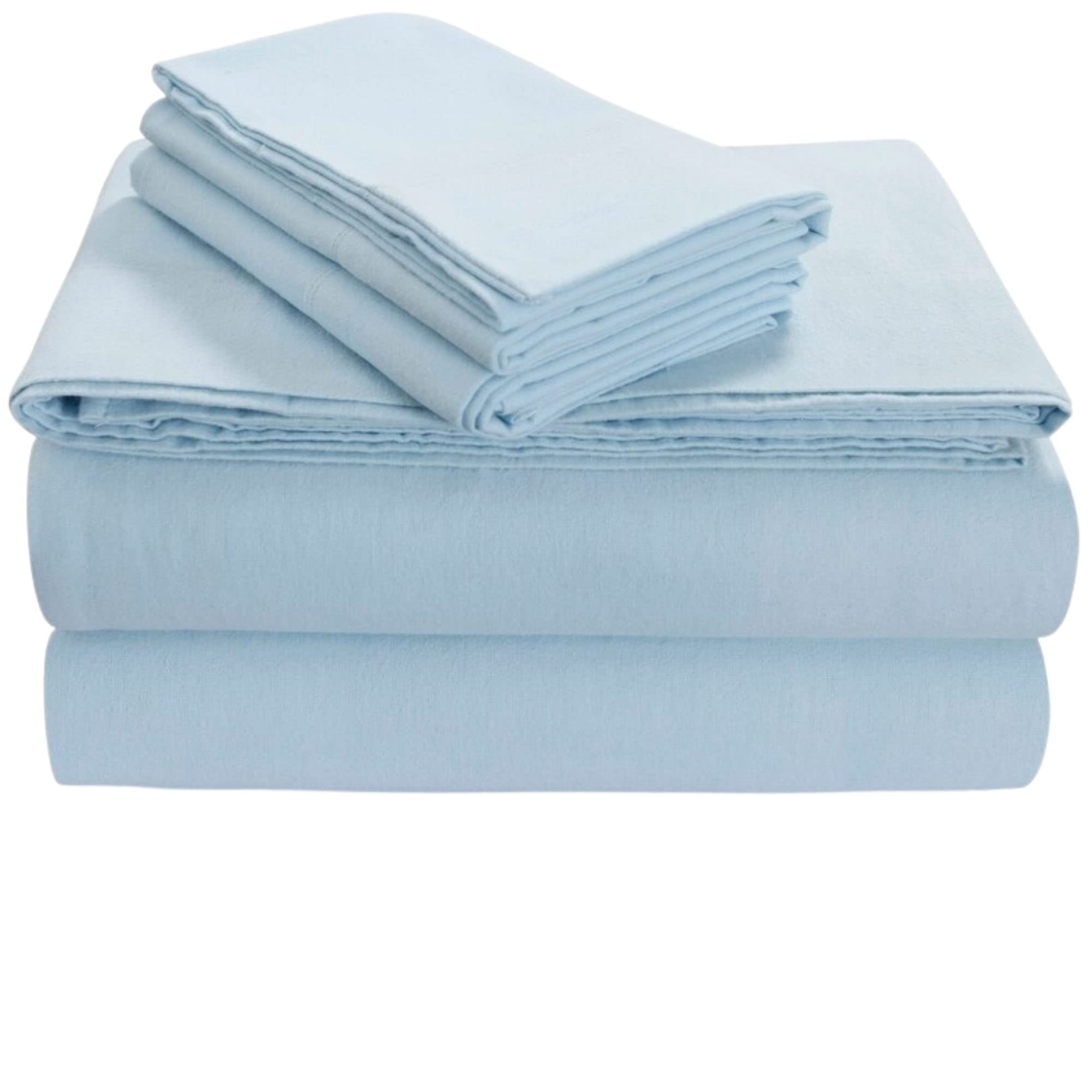 Tribeca Living Flsoedss Luxury Solid Flannel Deep Pocket Sheet Set, King, Sky Blue