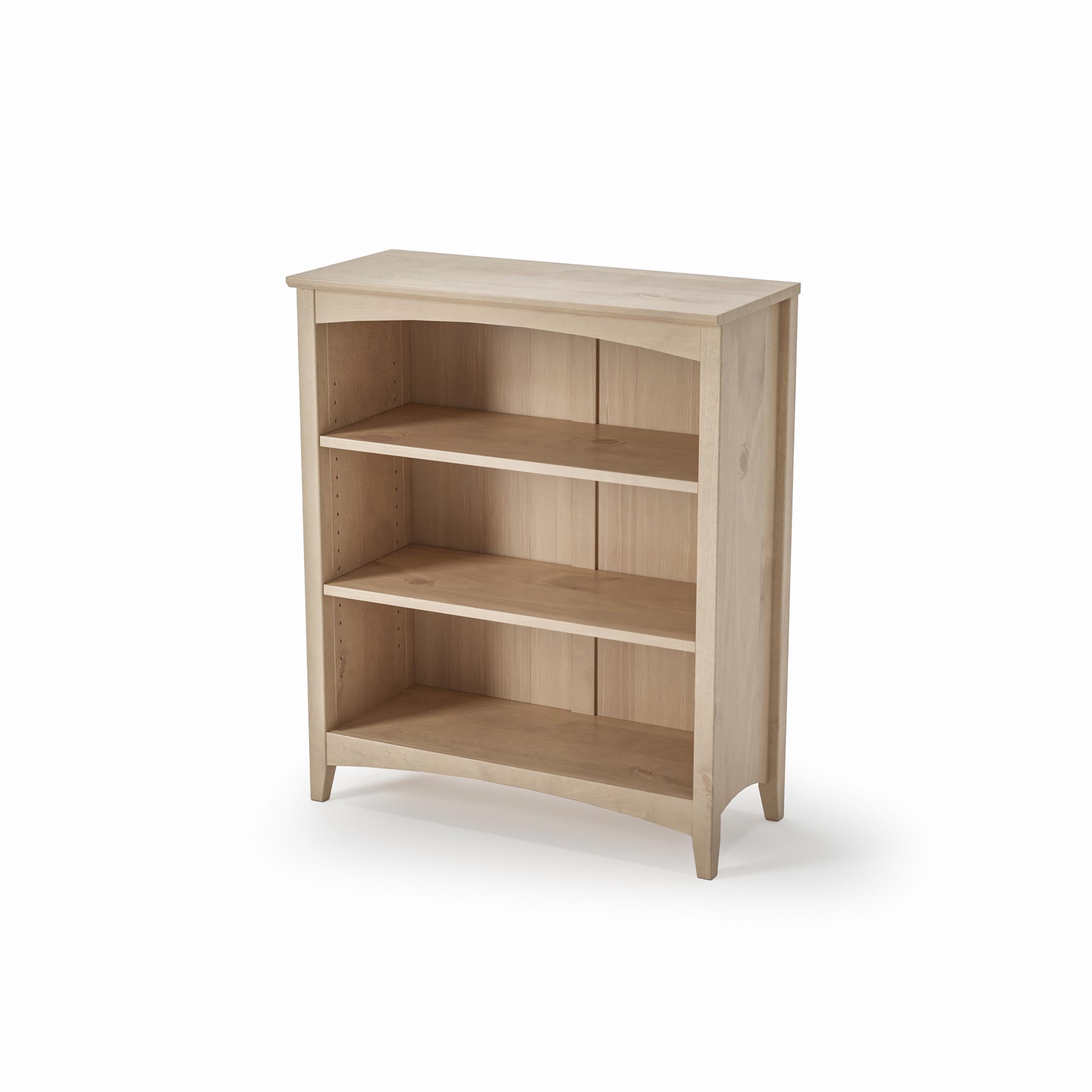 Camaflexi Shaker Style 3 Shelf Bookcase/Solid Wood / 36 High/Adjustable Shelving/Closed Back/Display Bookshelf for Living Room, 