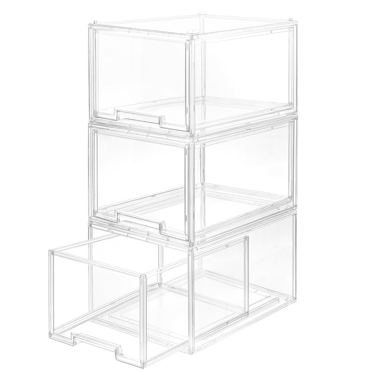 AZ.MIFENO Large Clear Stackable Storage Drawers, PullOut Drawer, 3 Packs