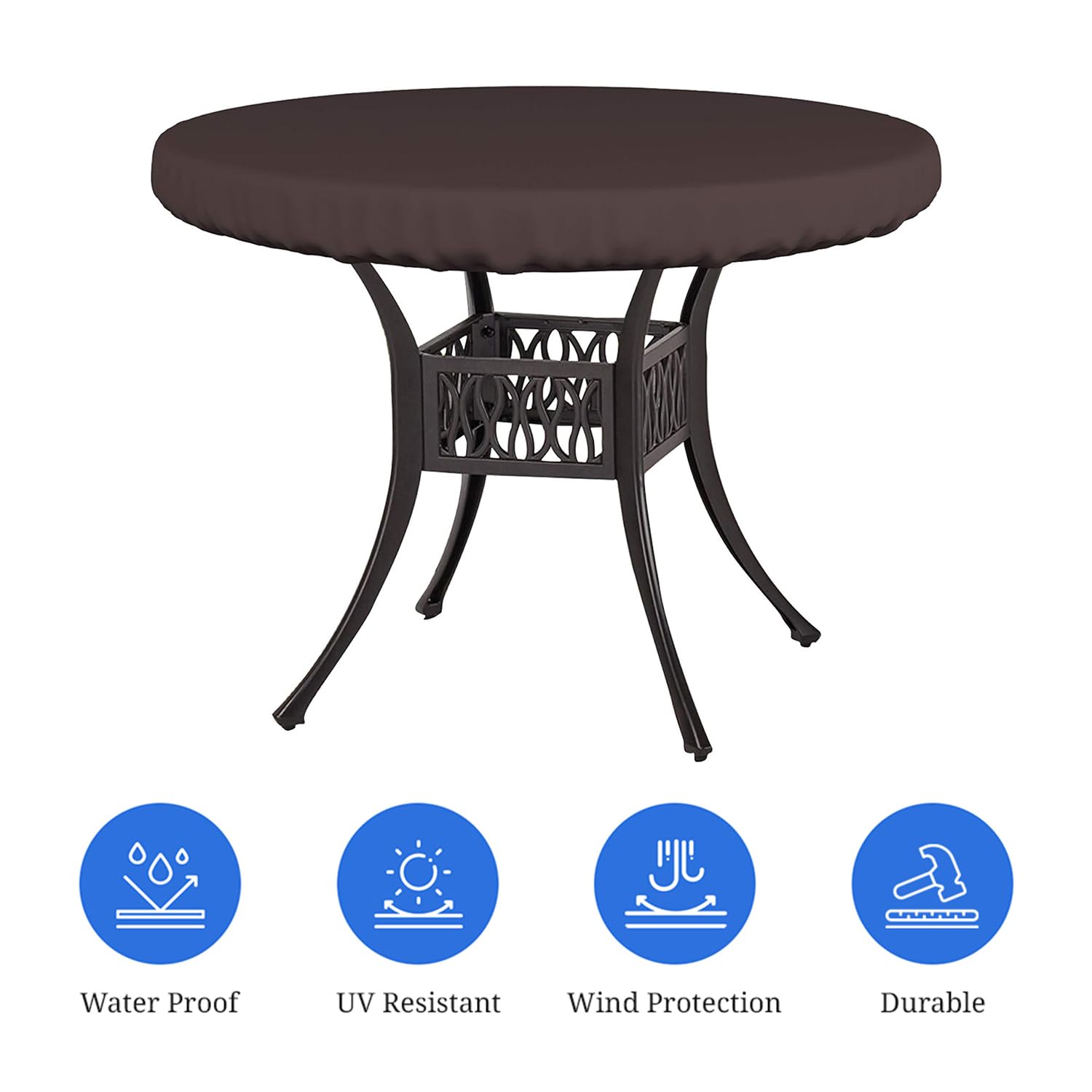 Covers & All Round Table Top Cover, 12 Oz Waterproof Uv & Weather Resistant Patio Table Cover, Outdoor Table Cover For Patio Outdoor Furniture & Coffee Table (41' Dia X 4' H Inches, Coffee)
