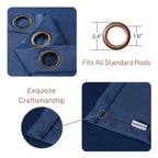 Rose Home Fashion Rhf Blackout Thermal Insulated Curtain - Antique Bronze Grommet Top For Bedroom 52W By 84L Inches- Navy