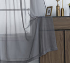Pi Sheer Curtains 84 Inches Length With Rod Pocket,Privacy Voile Textured Window Backdrop For Bedroom/Living Room 2 Panels (W52 X L84, Dark Grey)