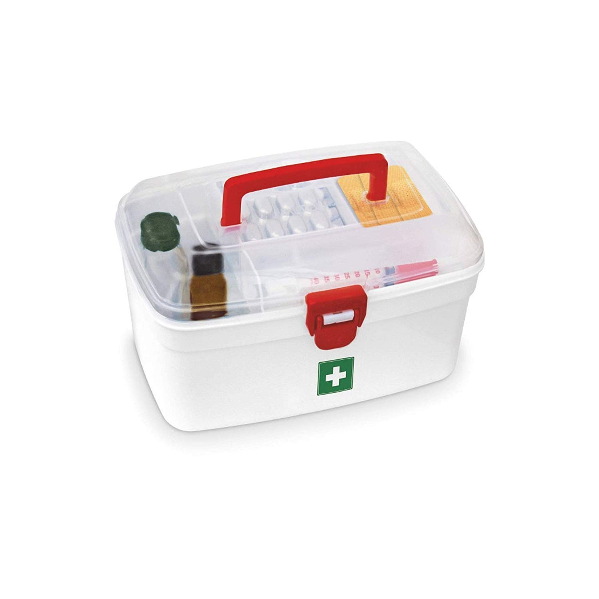 HEYOL Portable First Aid Kit Emergency Medicine Storage Box with Detachable Tray and Transparent Lid and Handle for Home Travel