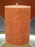 50 Hour-4 Inch Natural Beeswax Hybrid Pillar Glitter Candle, Copper