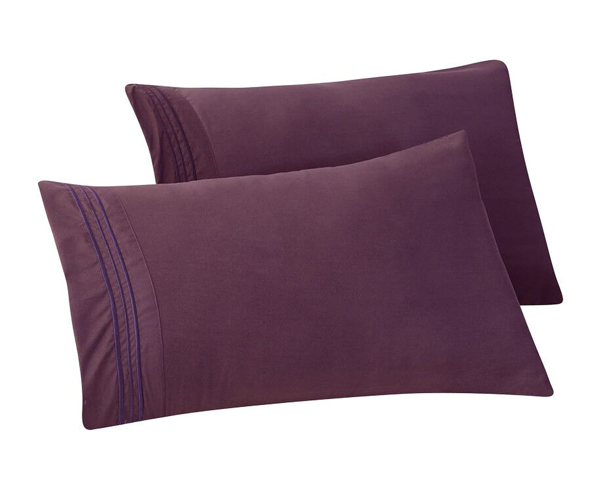 Elegant Comfort Solid Pillowcases 1500 Thread Count Egyptian Quality - Easy Care, Smooth Weave, Wrinkle And Stain Resistant, Easy Slip-On, 2-Piece Set, King Pillowcase, Purple